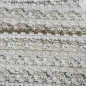 Vintage Gimp Lace Trim - Ivory with Blue Thread - 6/8" wide x 6 1/2 Yards.